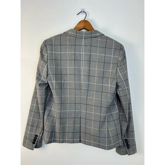 Ann Taylor Blazer Womens 8 Gray Windowpane Plaid Single Breasted Classic - Picture 5 of 11